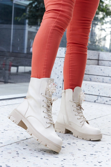 Beige Stiefeletten mit...