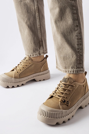 Beige Leder-Sneaker Big...