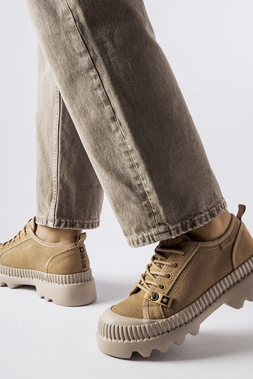 Beige Leder-Sneaker Big... 2