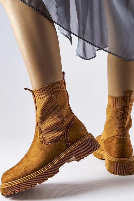 Braune Kunstwildleder-Stiefel Big...