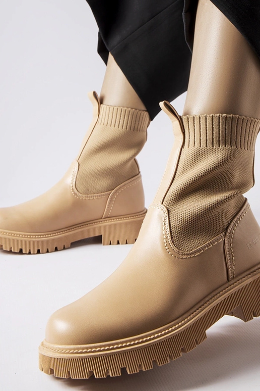 Beige Kunstwildleder-Stiefel Big Star...