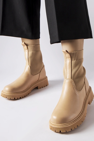 Beige Kunstwildleder-Stiefel Big Star MM274542 2