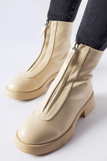 Beige isolierte Stiefeletten mit Reißverschluss Baldo 2