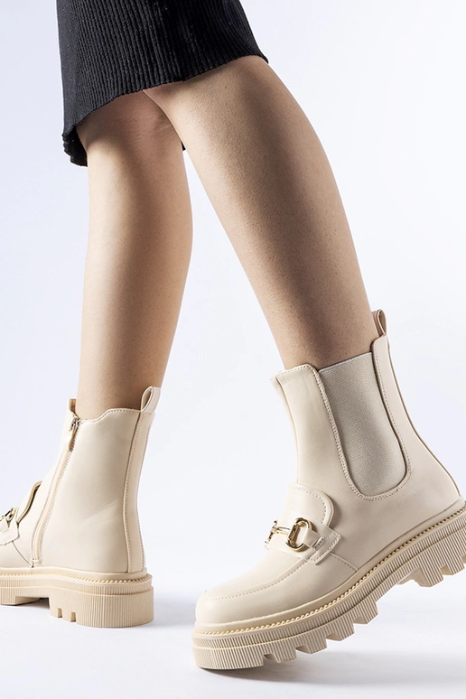 Beige Stiefeletten mit sichtbarem...