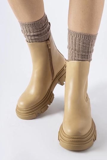 Beige Stiefeletten mit Gummieinsatz D'Isola