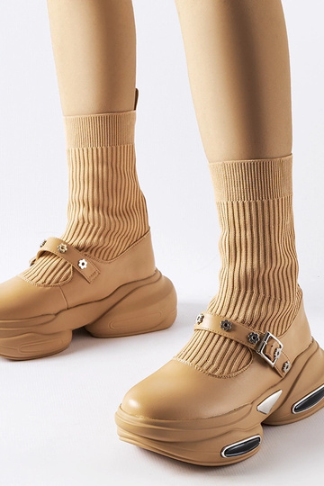 Ivana beige Sockenstiefel