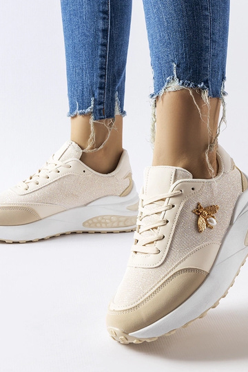 Beige-weiße Sneaker mit...