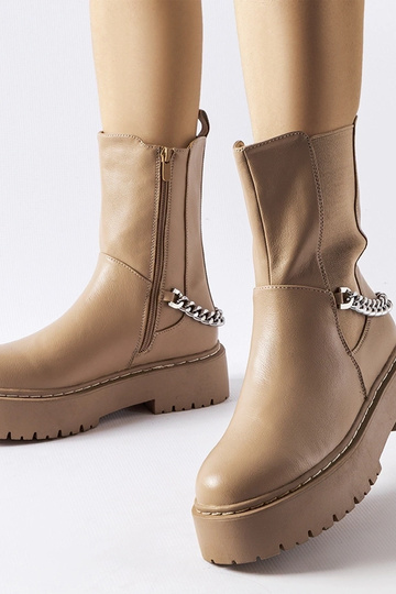 Beige Stiefel mit Kette, „Guglielmo"