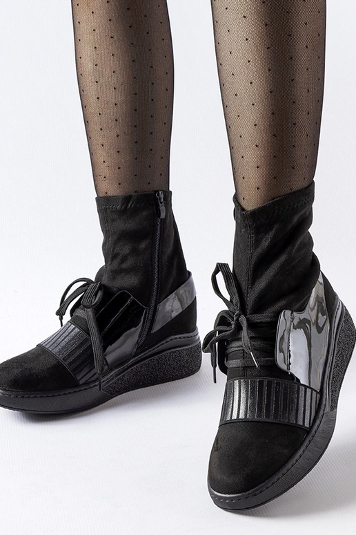 Schwarze Spoleto-Stiefel mit Keilabsatz