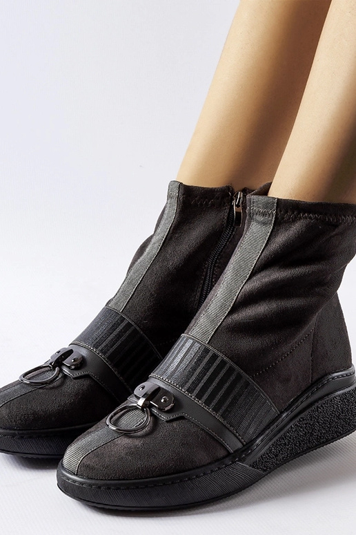 Graue Sockenstiefel auf Plateau,...