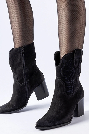 Schwarze Wildleder Cowboy-Stiefel, „Karino" 2