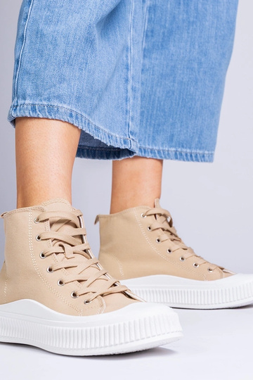 Dunkelsandfarbene Schuhe auf Plattform, „Guerrino"