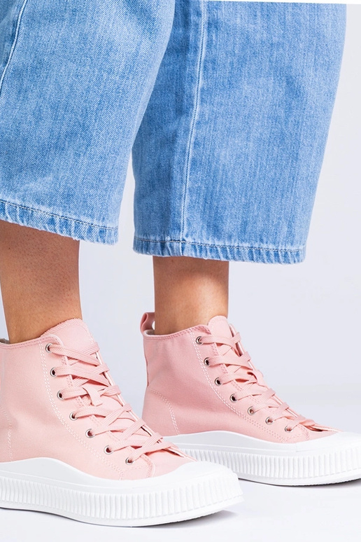 Rosa hohe Schuhe auf Plattform,...