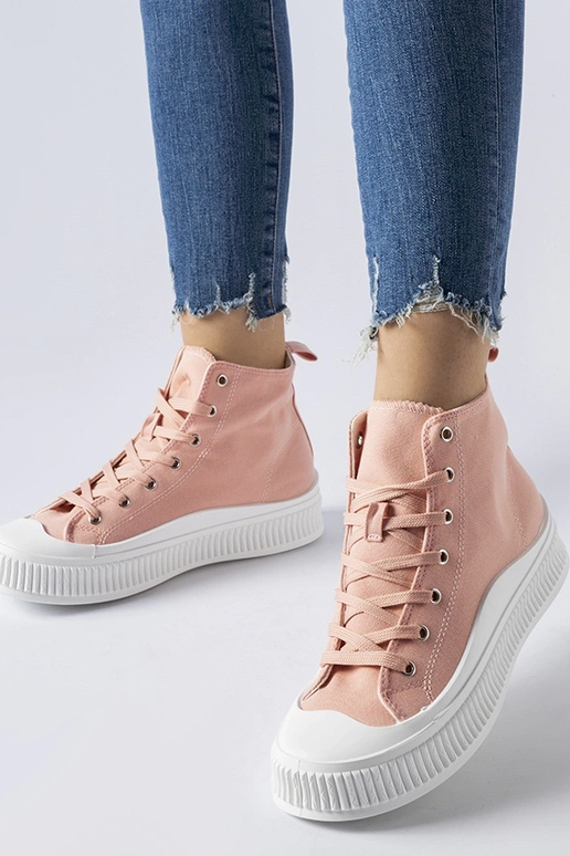 Rosa hohe Schuhe auf Plattform,...