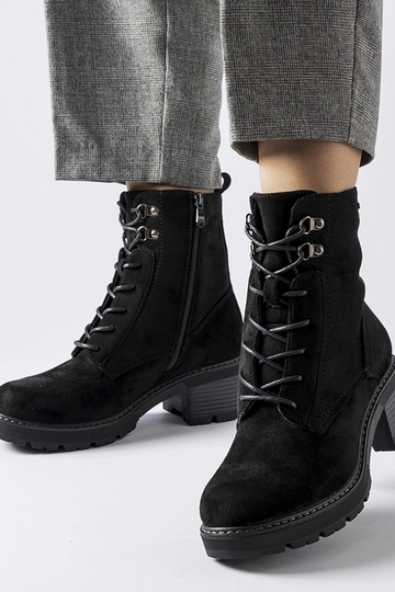 Schwarze Schnürstiefeletten Clementina