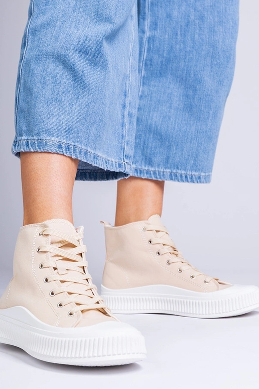 Sandfarbene Schuhe auf Plattform,...