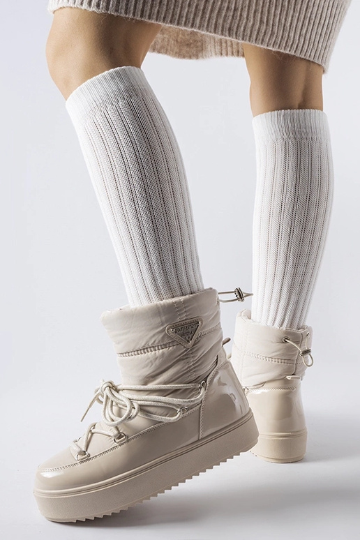 Beige isolierte Schneestiefel mit...