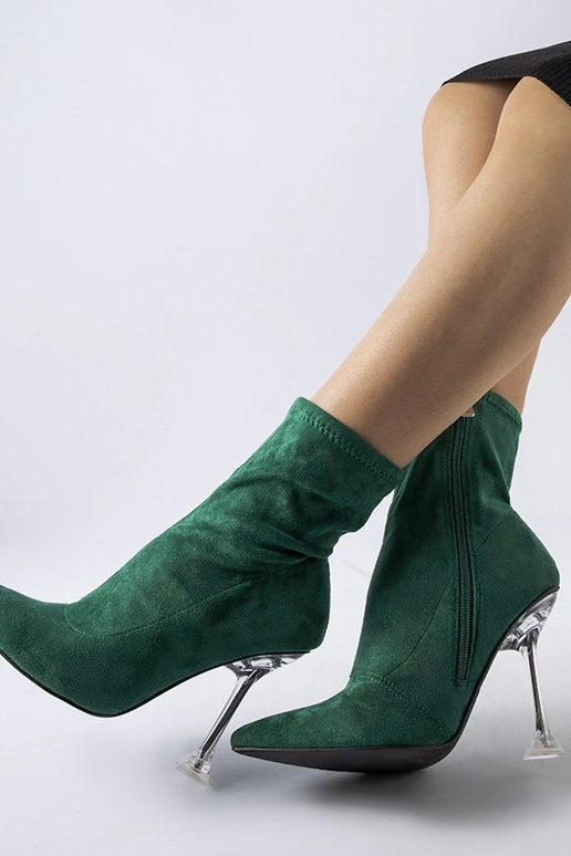 grüne Stiefeletten mit dekorativem...