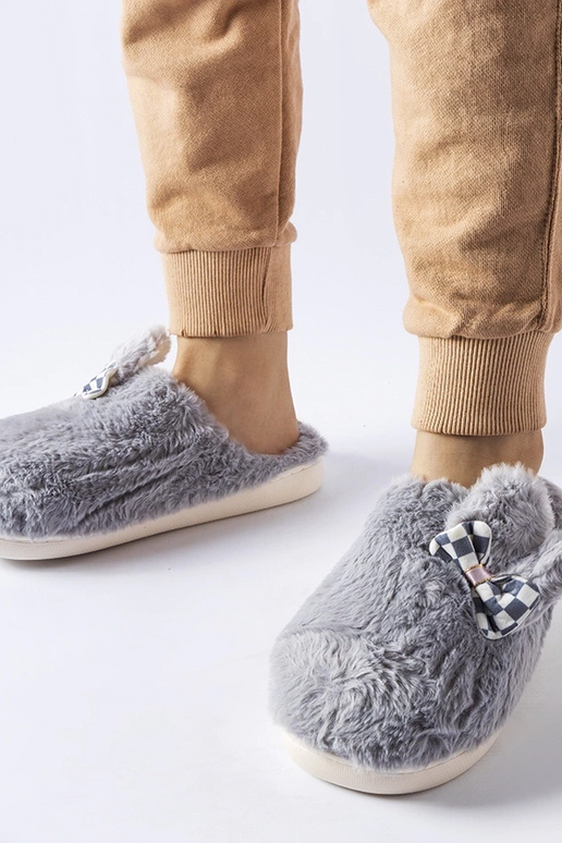 Graue isolierte Damenhausschuhe mit...