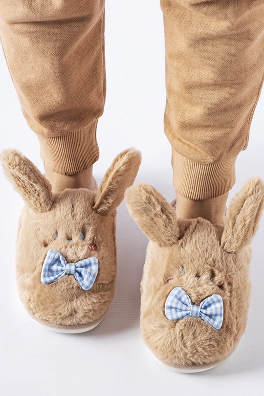 Beige Hausschuhe mit Ohren und...