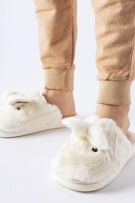 Weiße warme Hausschuhe mit Ohren Daniele