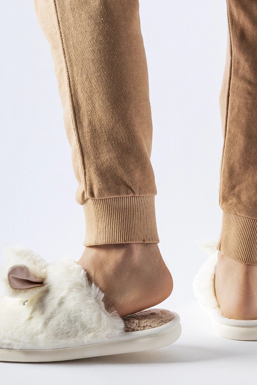 Weiße warme Hausschuhe mit Ohren Daniele