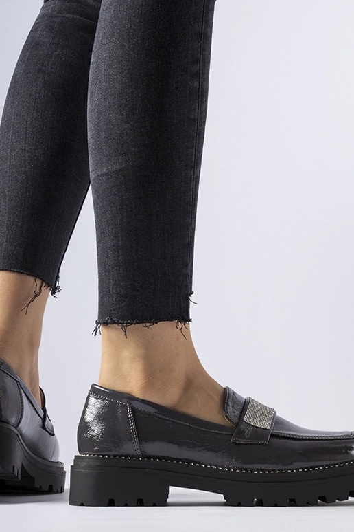 Dunkelgraue lackierte Mokassins Fecteau Dunkelgraue lackierte Mokassins Fecteau