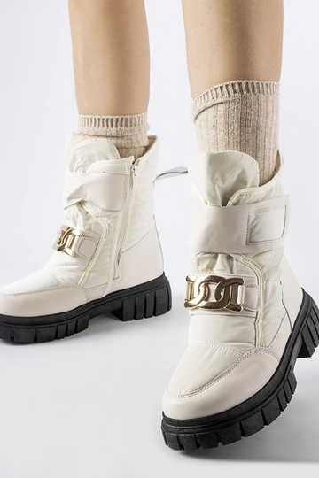 Beige Schneestiefel mit...
