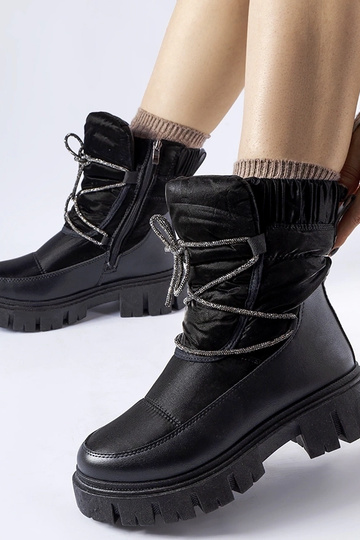 Schwarze Schneestiefel mit Zirkonia Pettenasco