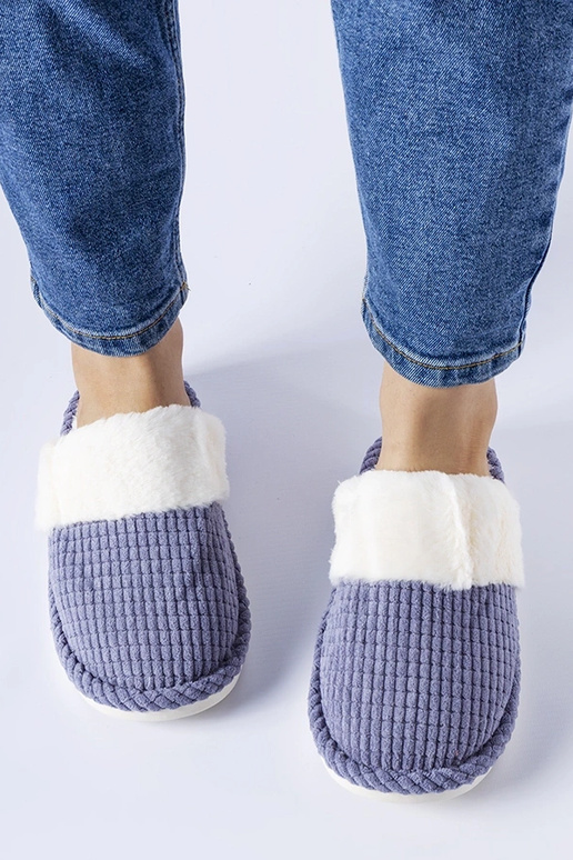 Blaue warme Frappier-Hausschuhe
