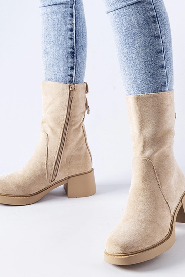 Beige Knöchel-Stiefel mit...