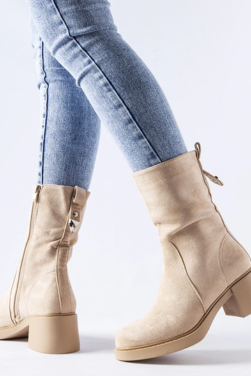 Beige Knöchel-Stiefel mit... 2