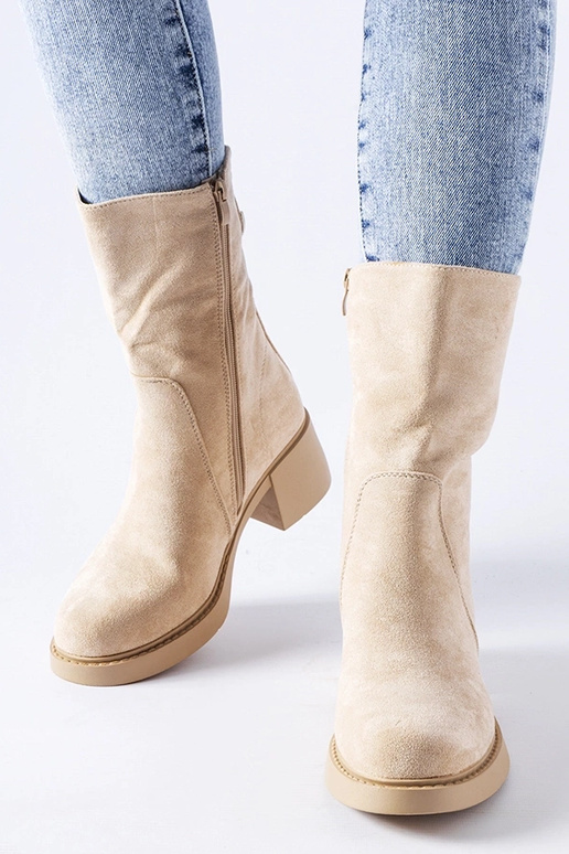 Beige Knöchel-Stiefel mit...