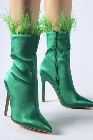 Grüne Stiefeletten mit Federn Selvena 2