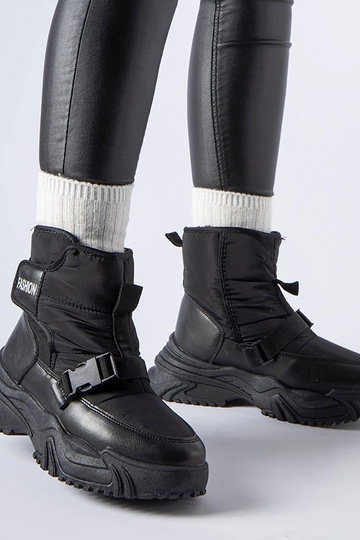 Schwarze isolierte Schneestiefel mit Klettverschluss Mernicco