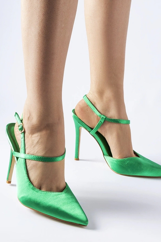 Grüne High Heels mit offener Ferse...