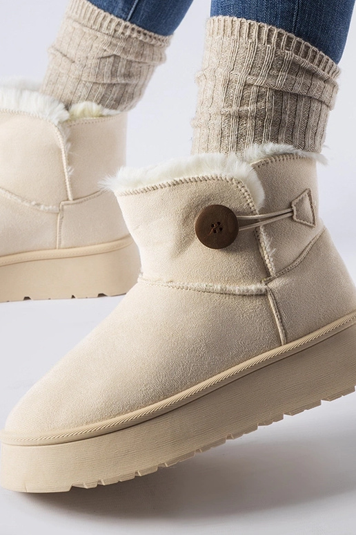 Beige gefütterte Schneestiefel mit...