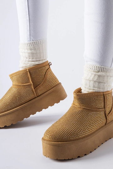 Braune Schneestiefel mit Sonora-Zirkonen