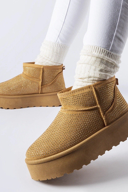 Braune Schneestiefel mit Sonora-Zirkonen