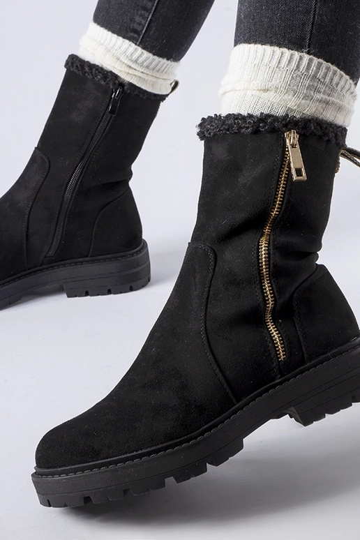 Schwarze gefütterte Stiefeletten mit...