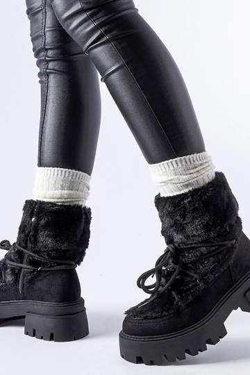 Schwarze Stiefeletten mit dekorativem Fell Frediano 2