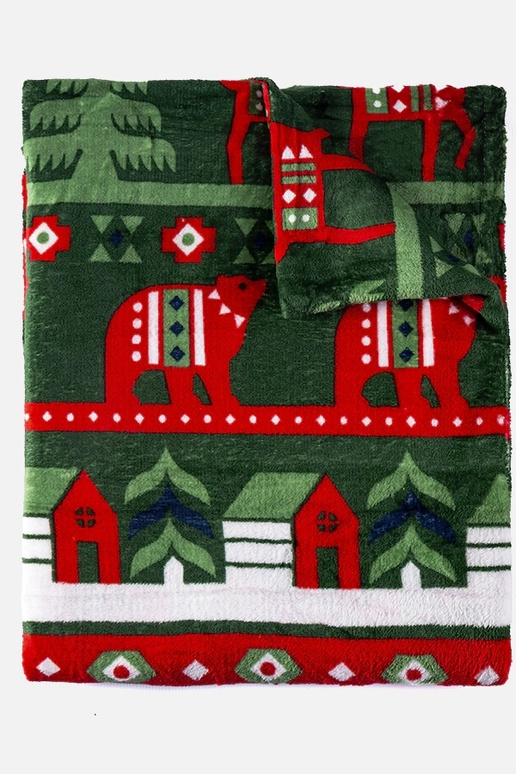 Grüne Decke mit Weihnachtsmuster Mary