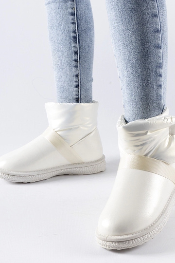 Delaune beige glänzende kurze Schneestiefel 2