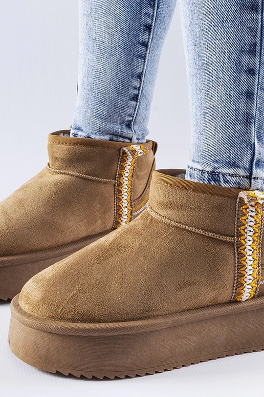 Dunkelbeige Schneestiefel auf...