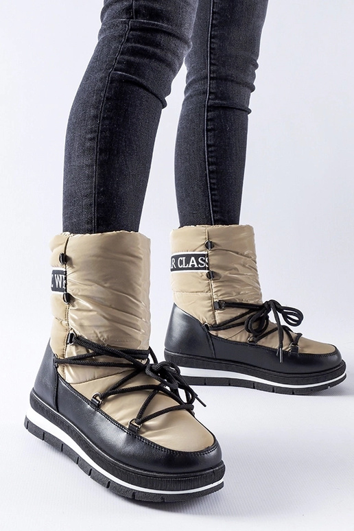 Dunkelbeige Schneestiefel auf...