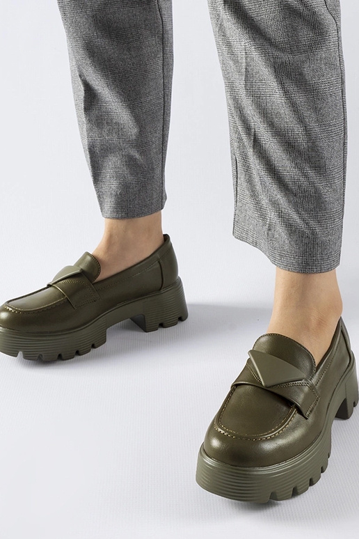 Grüne Mokassins mit massiver...