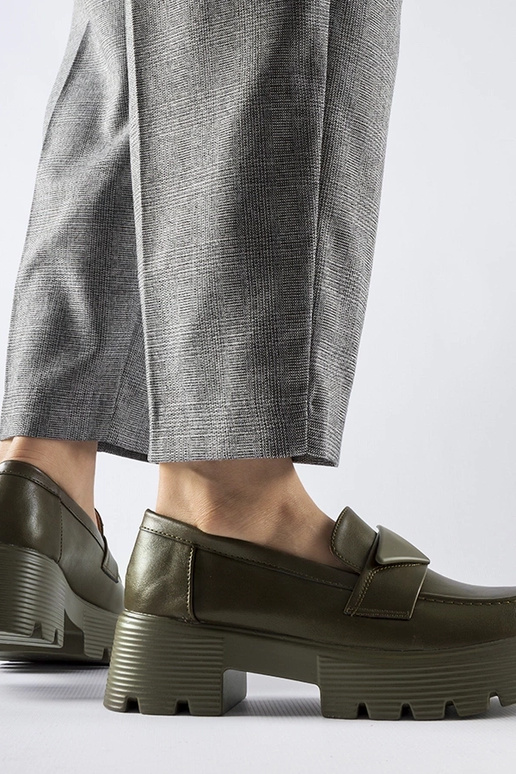 Grüne Mokassins mit massiver...