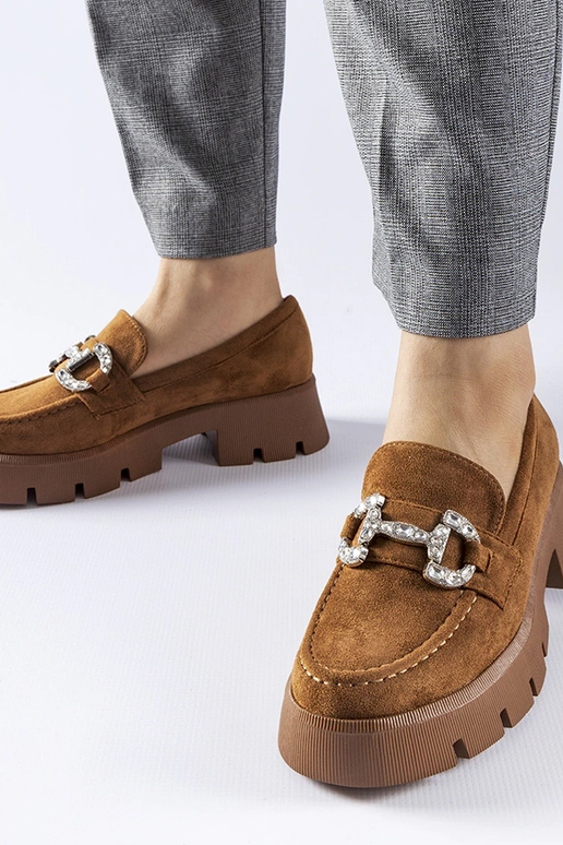 Braune Loafer mit Zirkonen von Giacomo