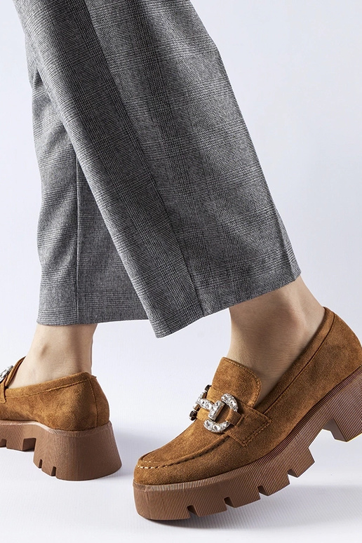 Braune Loafer mit Zirkonen von Giacomo