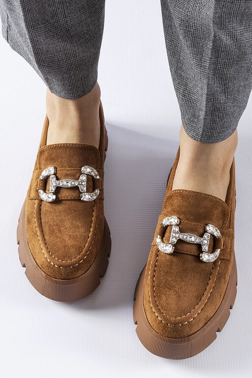 Braune Loafer mit Zirkonen von Giacomo